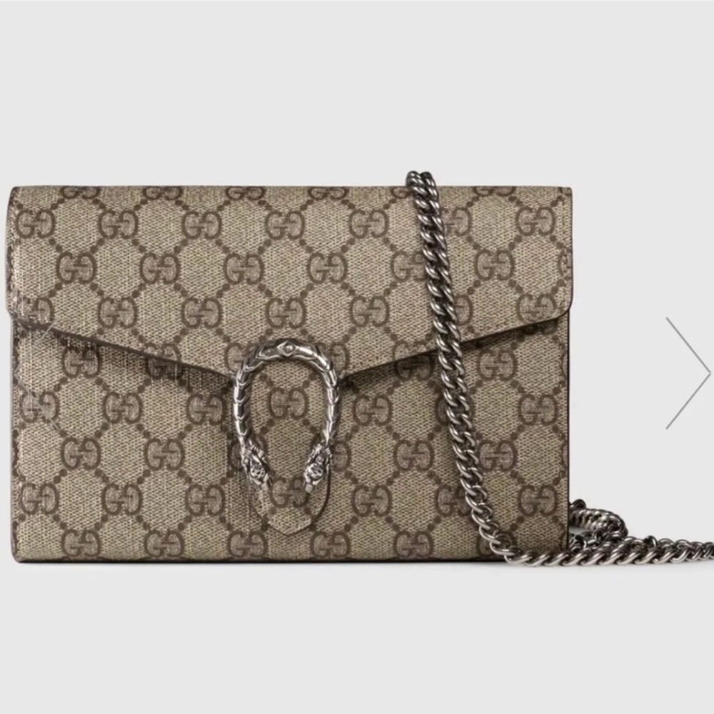 Gucci Dionysus Beige GG Supreme Shoulder Bag with Silver Hardware